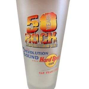 Hard Rock Cafe Frosted Drinking Glass Tumbler 50 Years Of Rock San Francisco USA